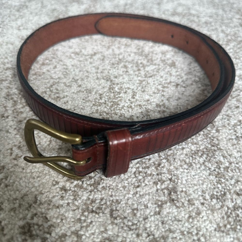 Oil Tan Cowhide Striated Belt 36